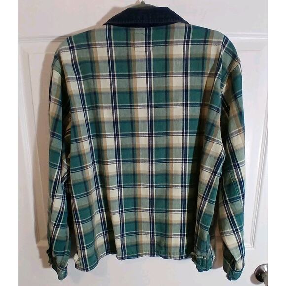 Quizz New York Shacket Shirt Women's Sz 20 Blue Green Plaid Corduroy Collar Vtg - Picture 7 of 10
